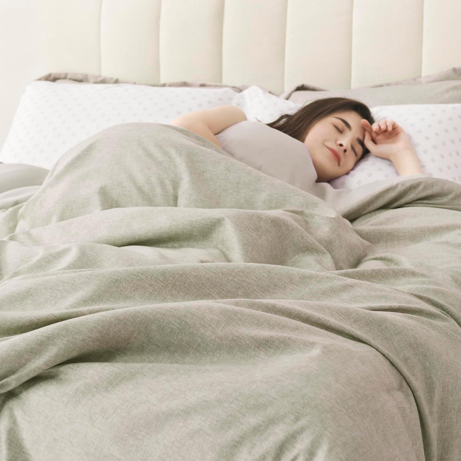 Comfort Spaces Twin Comforter Set - 2pcs (1 Microfiber Comforter & 1shams) Farmhouse Bedding Comforter for All Seasons Boho Bedding Set, Lightweight Solid Bed Comforter Sets,Twin/Twin XL, Taupe