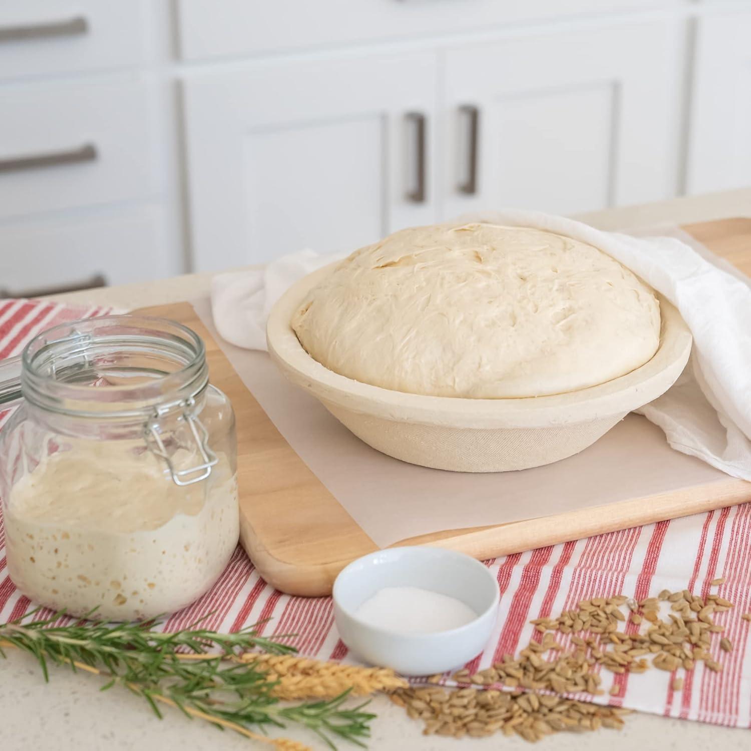 Bread Proofing Basket Spruce Wood Pulp Round 9" Groove, Sourdough Bread Baking Supplies Brotform - Non-Stick Dough Proofing Bowl, Gifts for Bakers, Made in Germany.