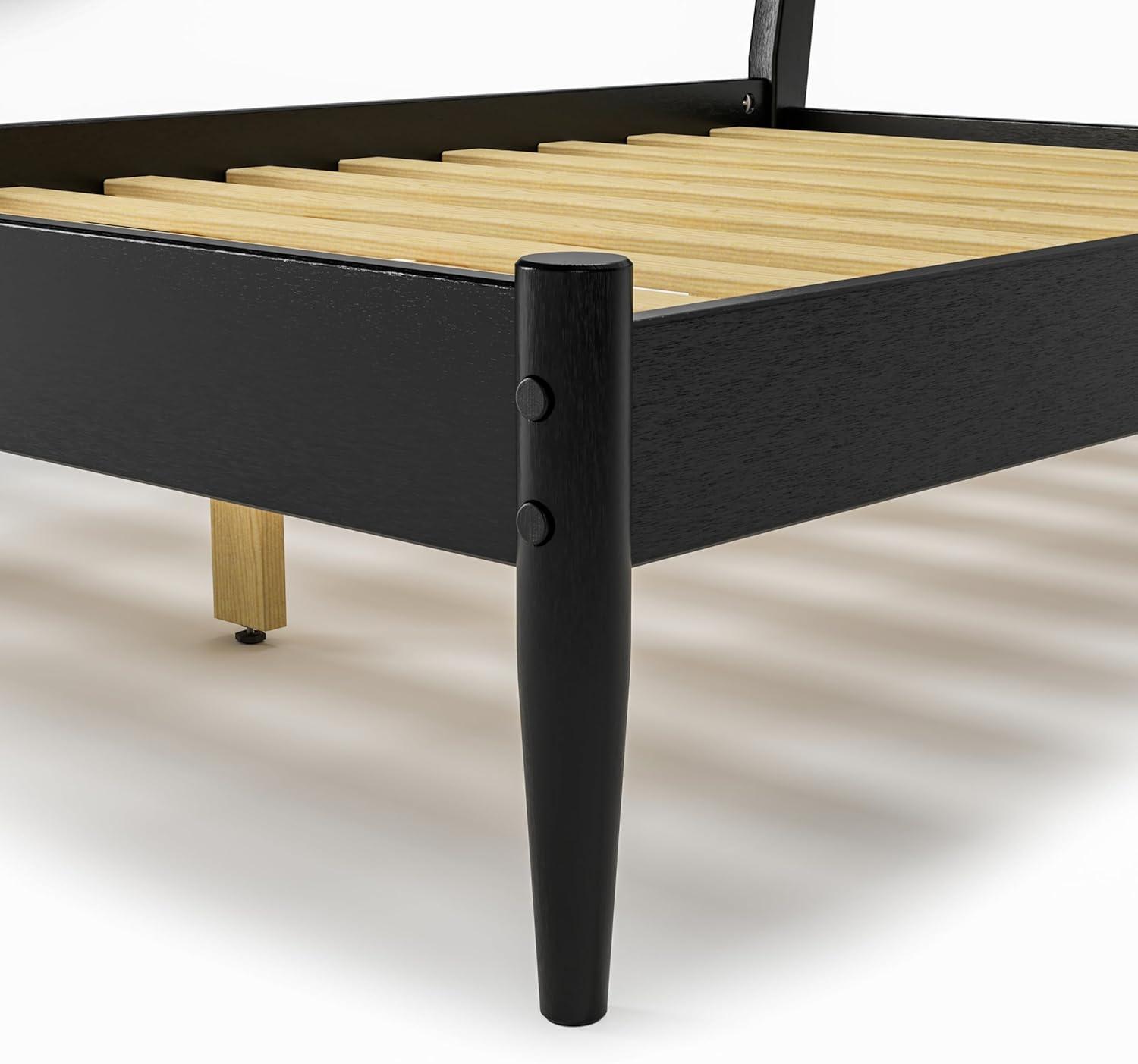 Camaflexi Mid Century Platform Bed Wood Panel Bed Frame with Headboard, Full, Scandinavian Oak