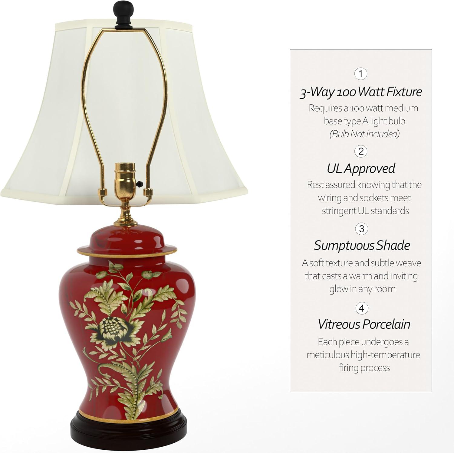 Oriental Furniture 22.5" Golden Foliage Porcelain Lamp, decorative lamp, table lamp, any occasion, any room item