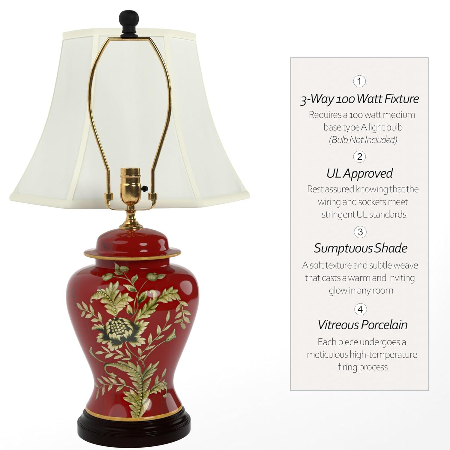 Oriental Furniture 22.5" Golden Foliage Porcelain Lamp, decorative lamp, table lamp, any occasion, any room item