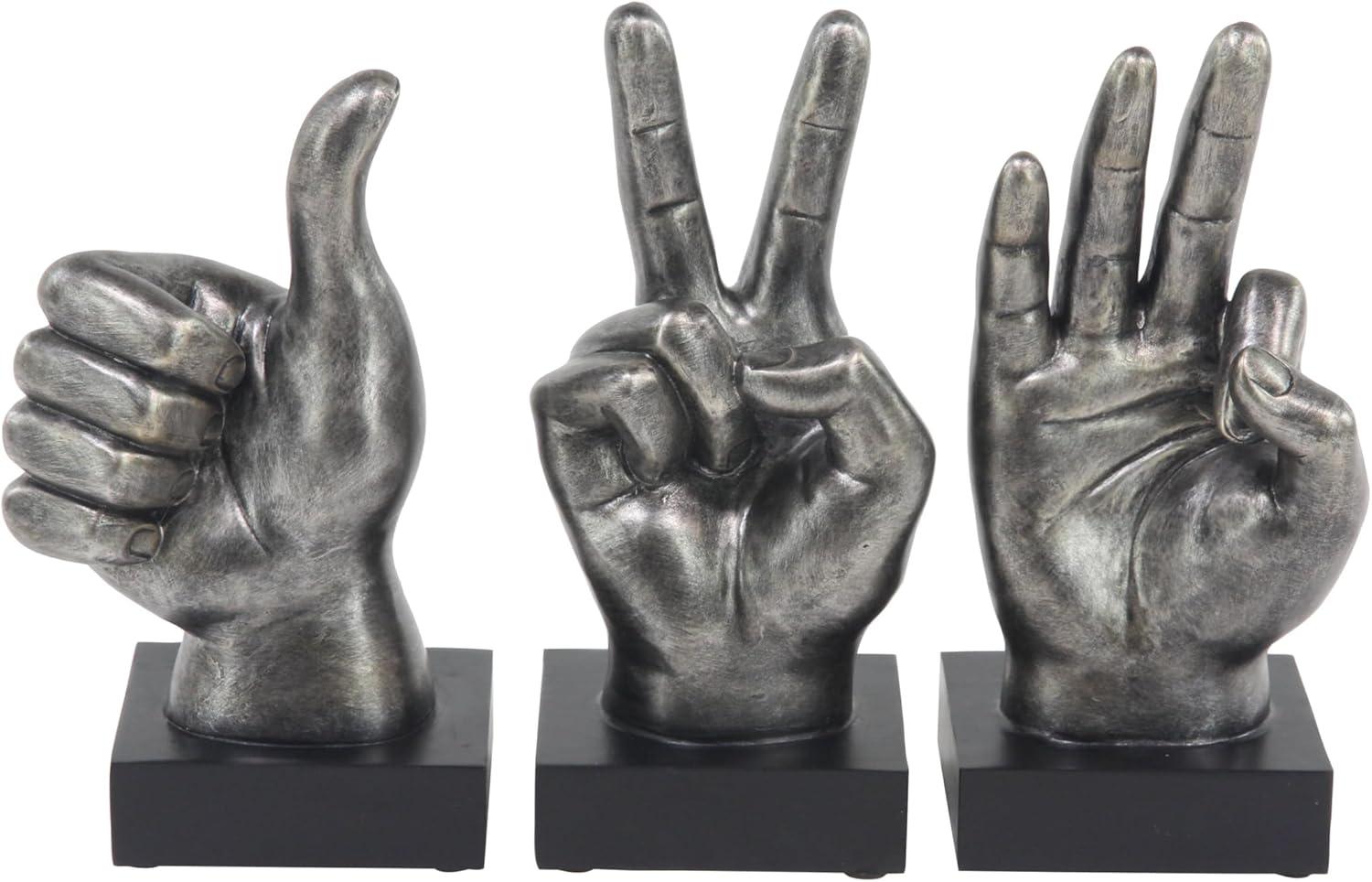 5"W, 11"H Dark Gray Polystone Hands Sculpture, by The Novogratz (3 Count)