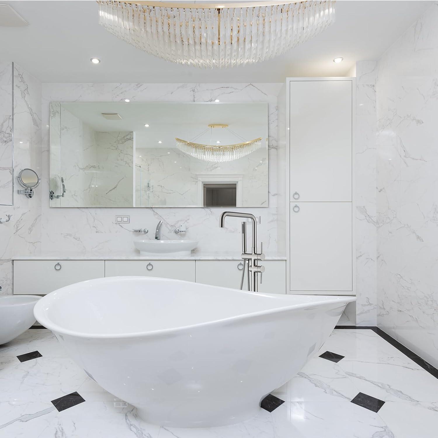 PENGFANG WORLDWIDE LLC Double Handle Floor Mounted Tub Filler With Handshower P017MBTF