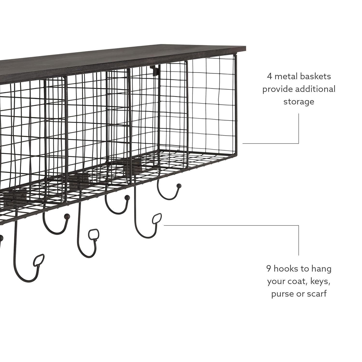 Linon Four Cubby Metal Wall Shelf in Black