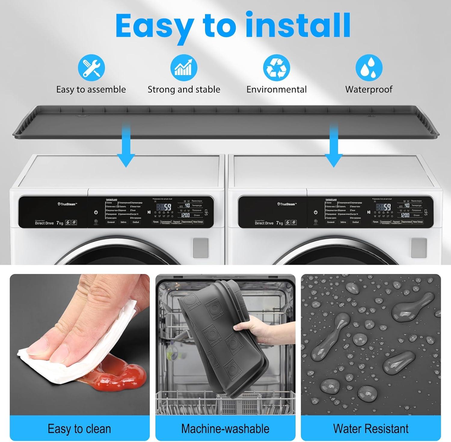 chuangyanUS Washer Dryer Countertop, 54"×26.8" Washer And Dryer Covers,Non-Slip Waterproof Washing Machine Cover Protector Top Load