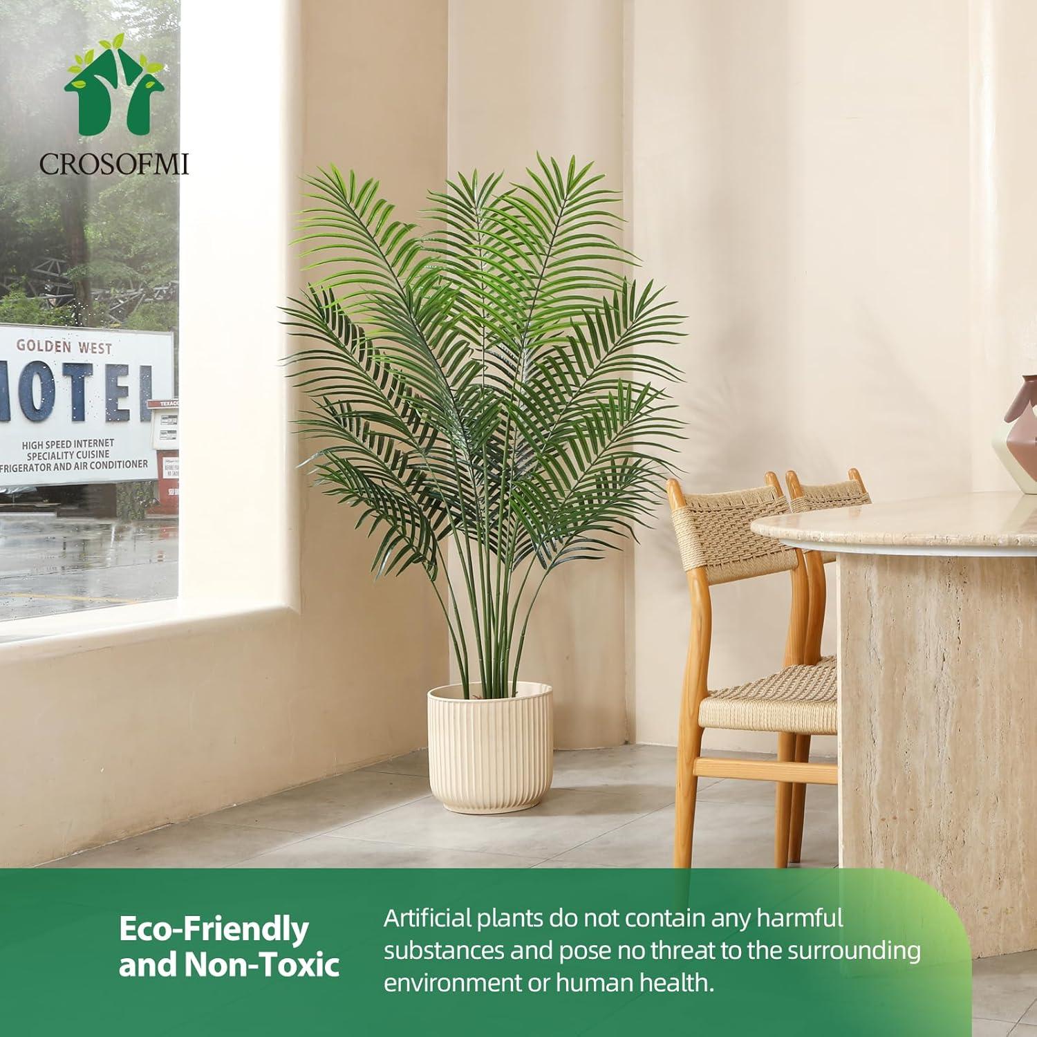 Artificial Areca Palm Plant 5Ft Fake Tropical Palm Tree, Perfect Faux Dypsis Lutescens Plants in Pot for Indoor Outdoor House Home Office Garden Modern Decoration Housewarming Gift,1Pcs