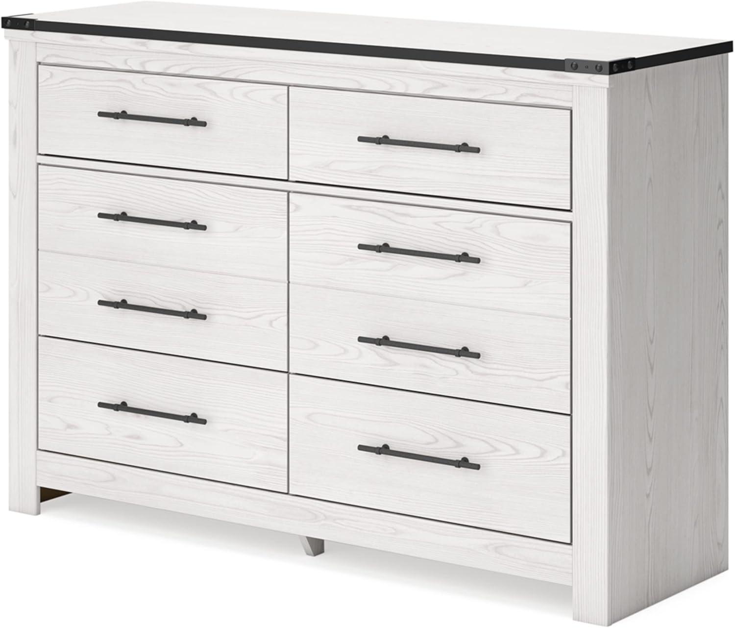 White Farmhouse Double Dresser with Pewter Handles