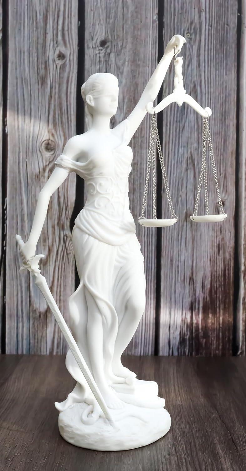 Hand Painted White Resin Lady Justice Statue for Home Office