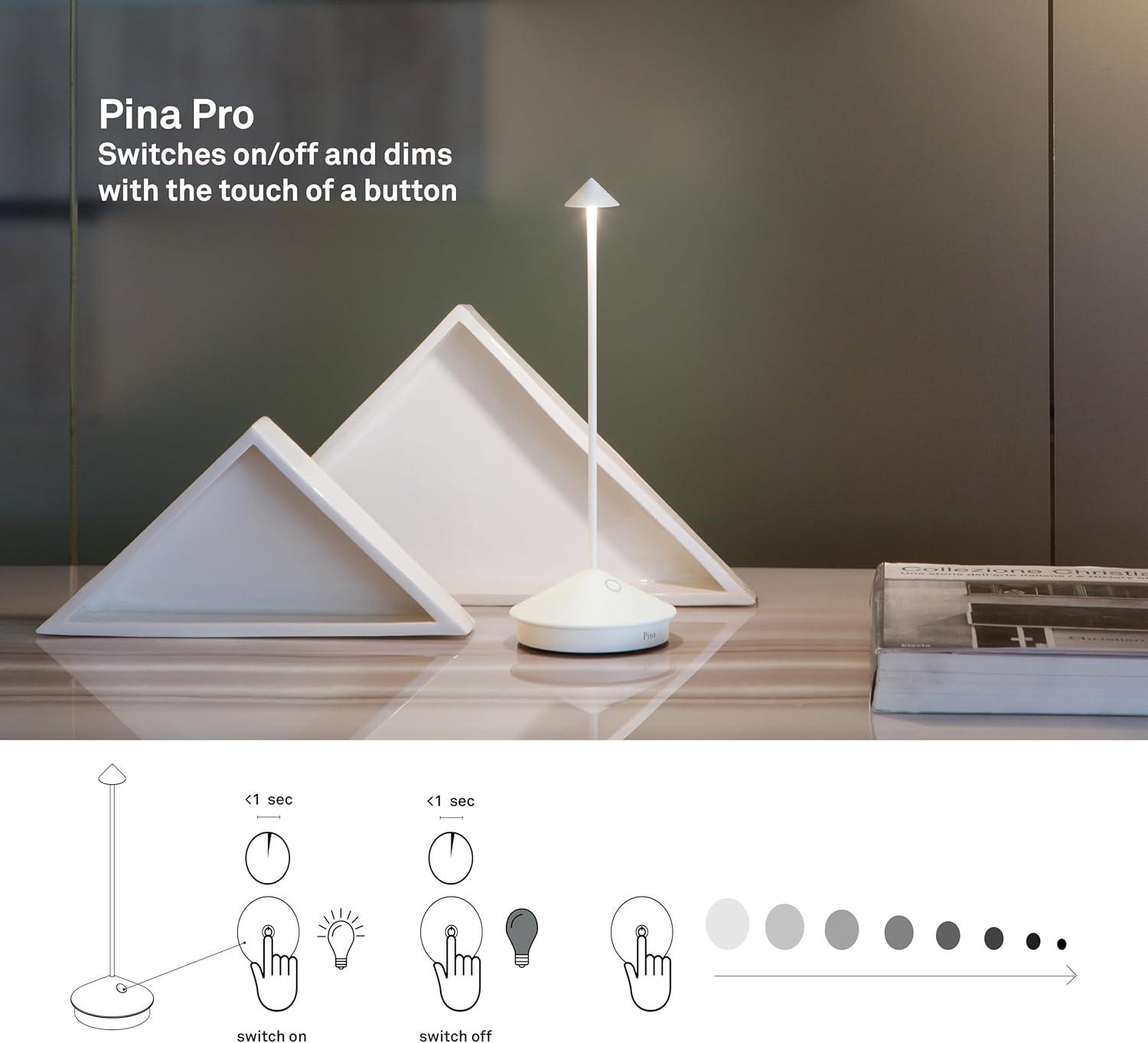 Zafferano Pina 11.4" 1-Light Portable Table Lamp Dimmable White with Polycarbonate Shade