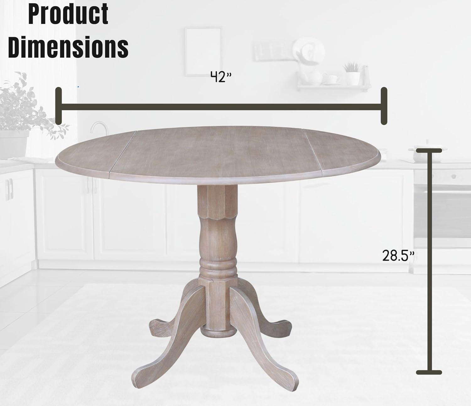 42" Mason Round Dual Drop Leaf Extendable Dining Table - International Concepts: Seats 4, Pedestal Base