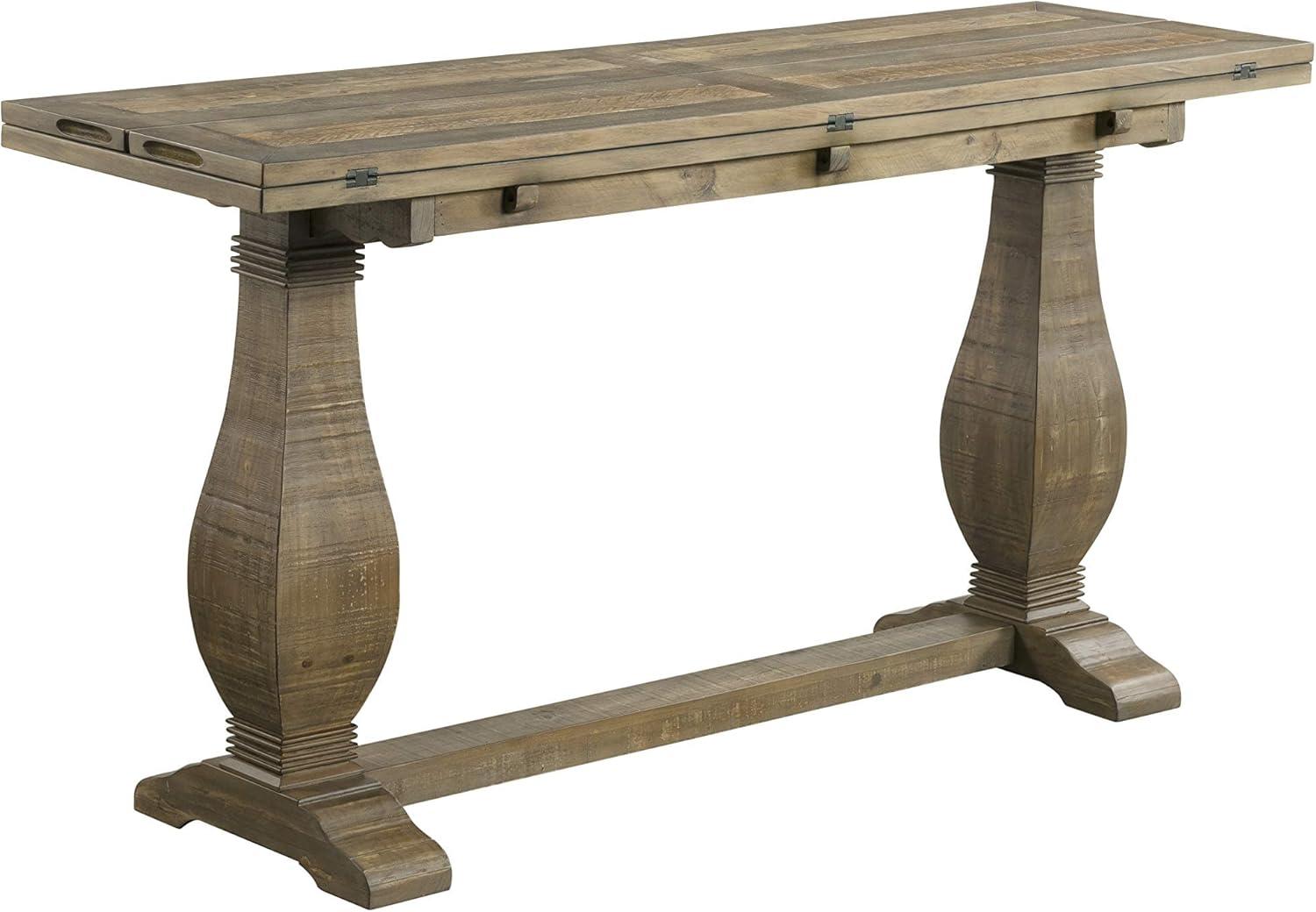 Versatile Farmhouse Flip-Top Console Table in Reclaimed Natural Pine