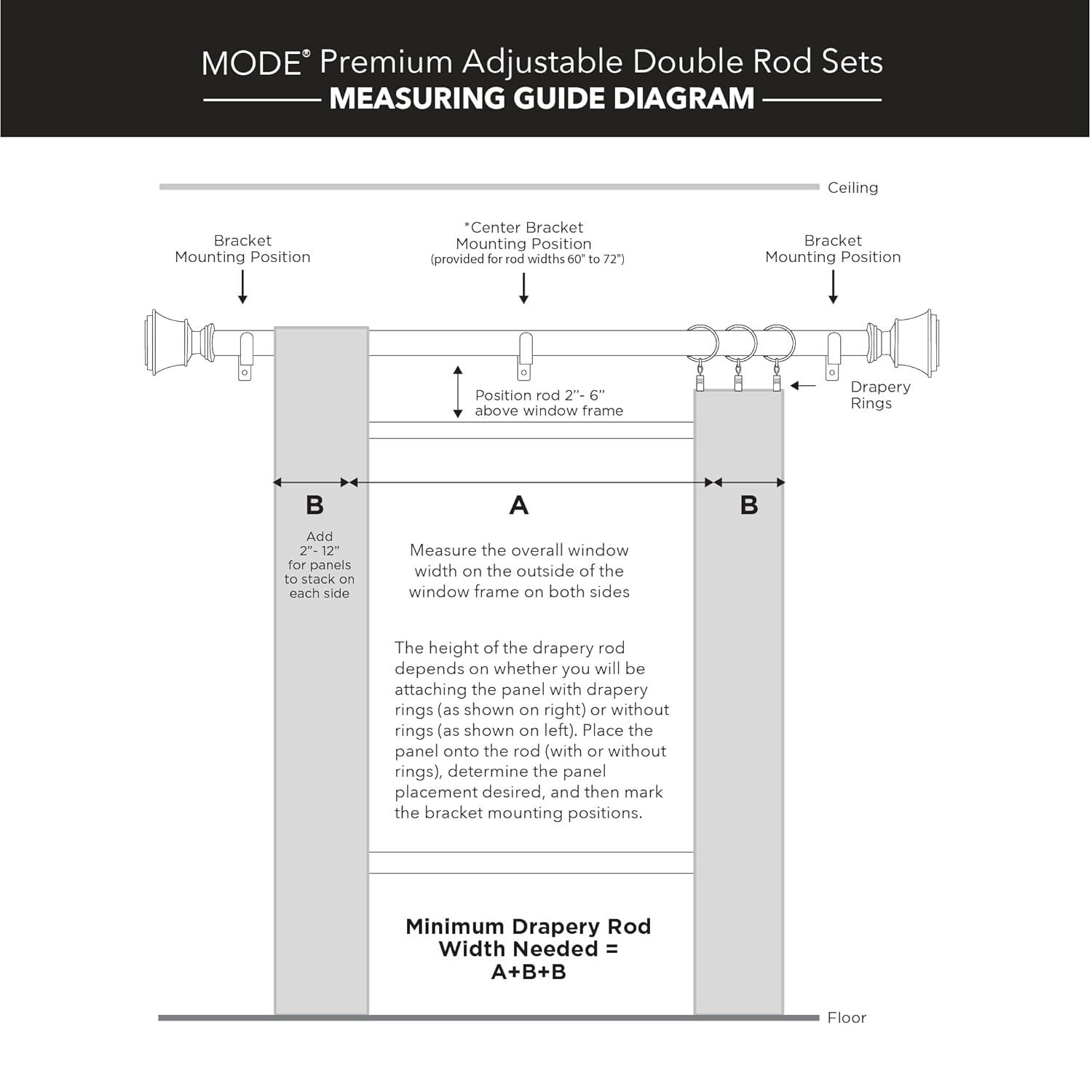 MODE Premium - Double Steel Adjustable Double Curtain Rod