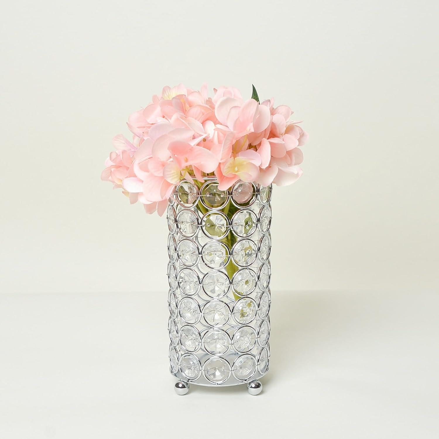 Elegant Designs 6.75" Elipse Crystal Decorative Flower Vase, Candle Holder, Wedding Centerpiece, Chrome