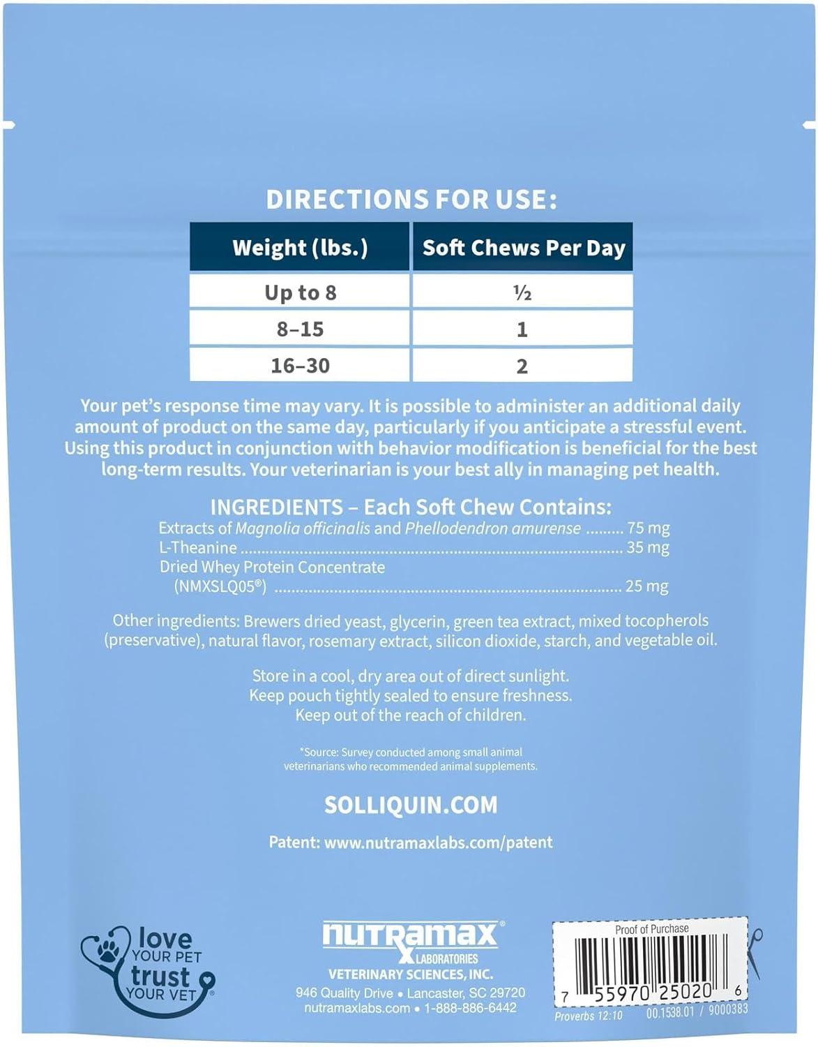 Solliquin Soft Chews Calming for Small & Medium Dogs & Cats 75ct