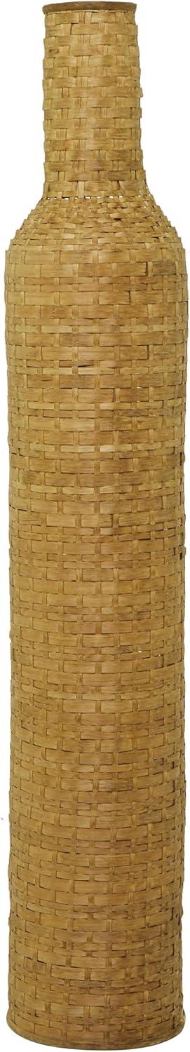 Studio 350 Intricately Woven Tall Bamboo Wood Floor Vase - White or Brown Brown - 9"W, 39"H