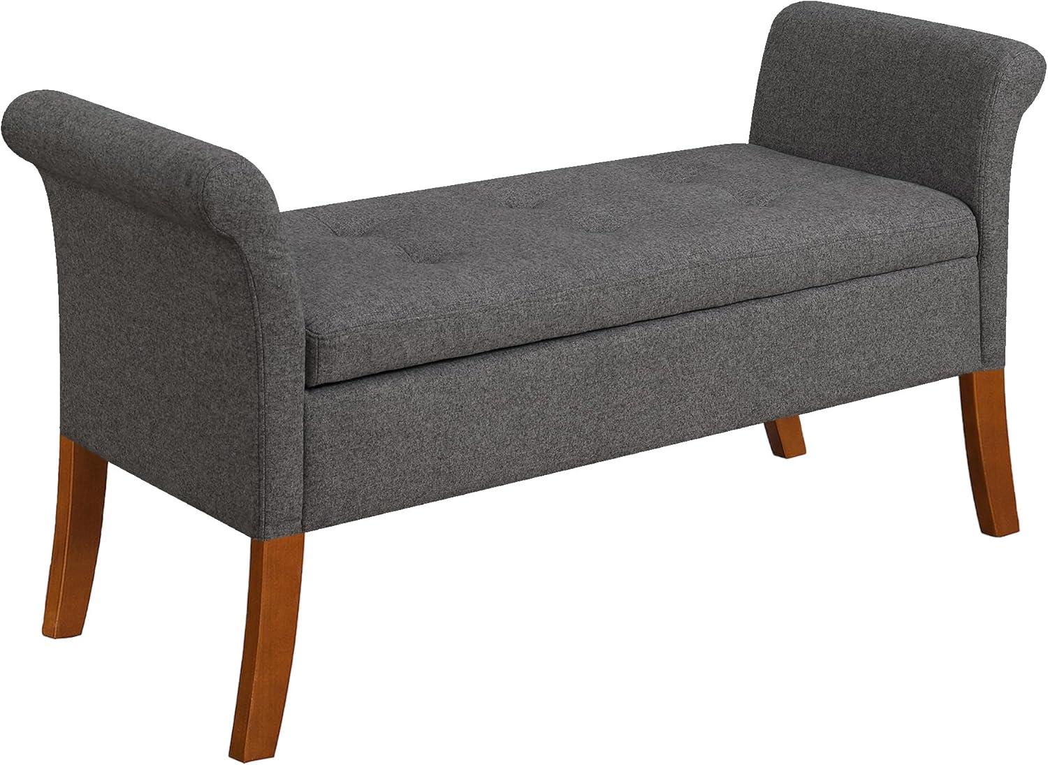 Convenience Concepts Designs4Comfort Garbo Storage Bench Ottoman, Soft Gray Fabric