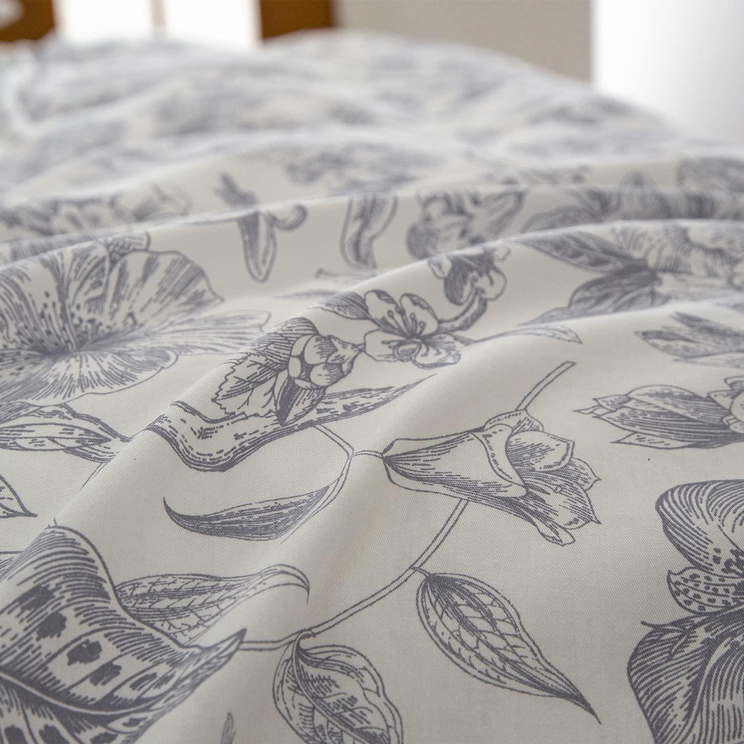 Floral Comforter Set Twin 2 Pieces Soft Cute Vintage Floral Bedding Comforter Lightweight Garden Style Floral Botanical Comforter Set for All Seasons 1 Comforter and 1 Pillowcases