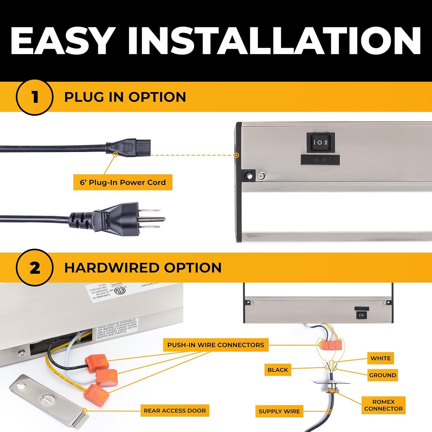 12-Inch Satin Nickel LED Under Cabinet Light with Dimmable Switch