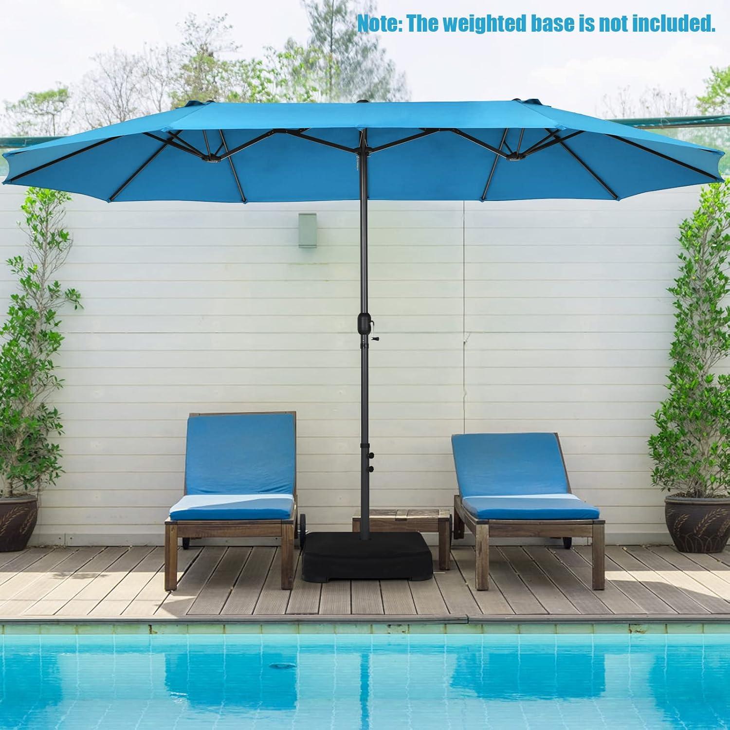 Costway 15FT Patio Double-Sided Umbrella Crank Outdoor Garden Market Sun Shade Blue