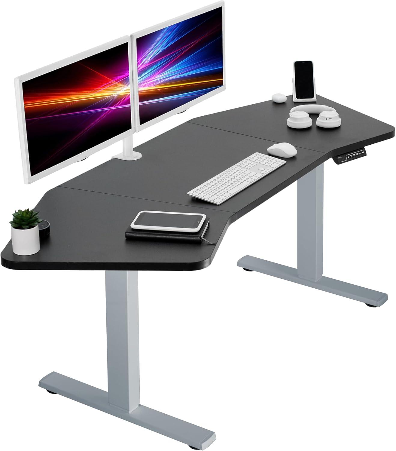 Vivo VIVO Corner Electric 71" x 24" Desk, Wing-Shaped Table Top