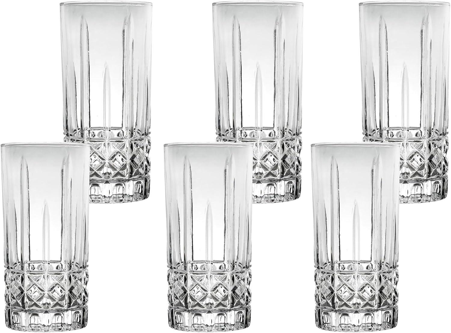 Lorren Home Trends 12 oz Clear Textured Cut Glass Drinking Set