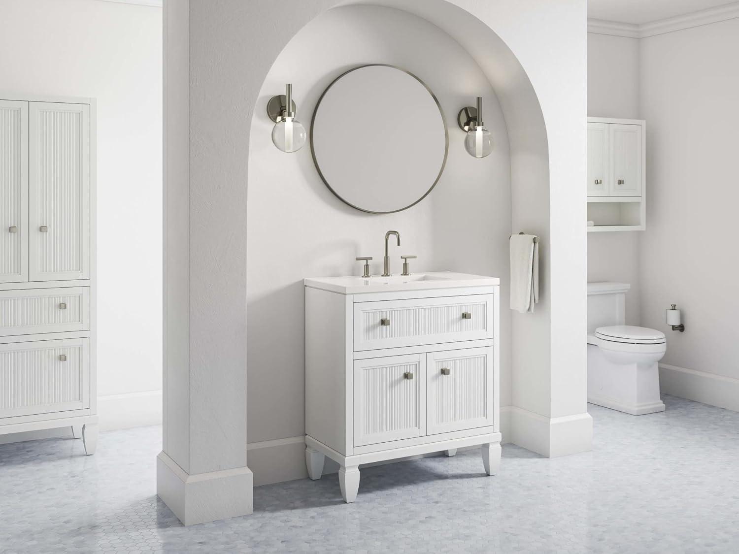 Hearthaven 30'' Free Standing Single Bathroom Vanity Cabinet with Sink and Quartz Top