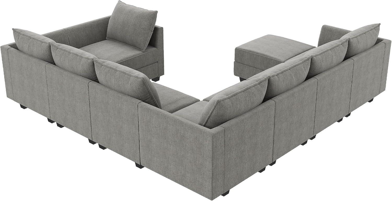 HONBAY Convertible Sectional Couch with Reversible Chaise Modern L-Shape Sofa 4-Seat Couch Modular Sectional Sofa with Storage Seats, Grey