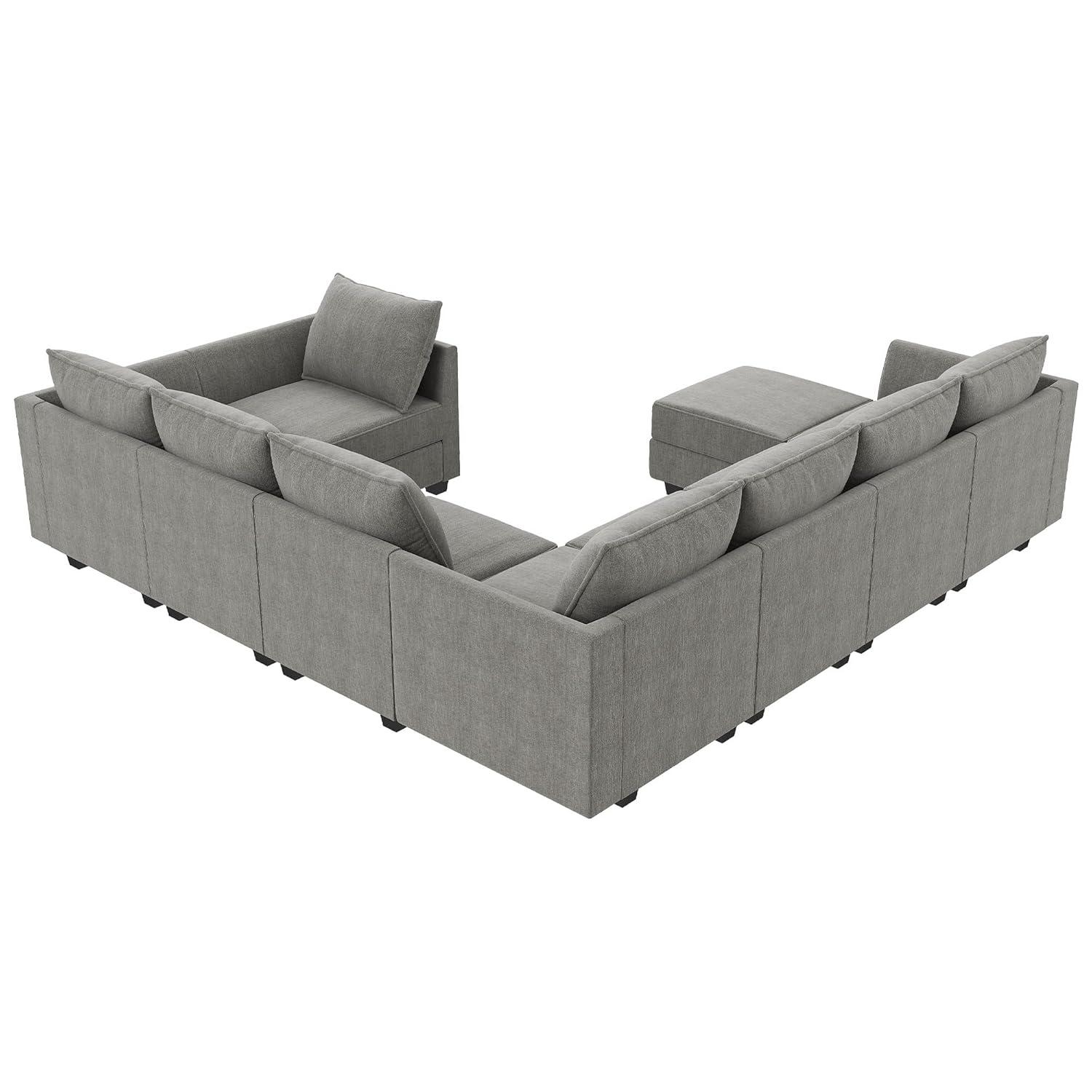 HONBAY Convertible Sectional Couch with Reversible Chaise Modern L-Shape Sofa 4-Seat Couch Modular Sectional Sofa with Storage Seats, Grey