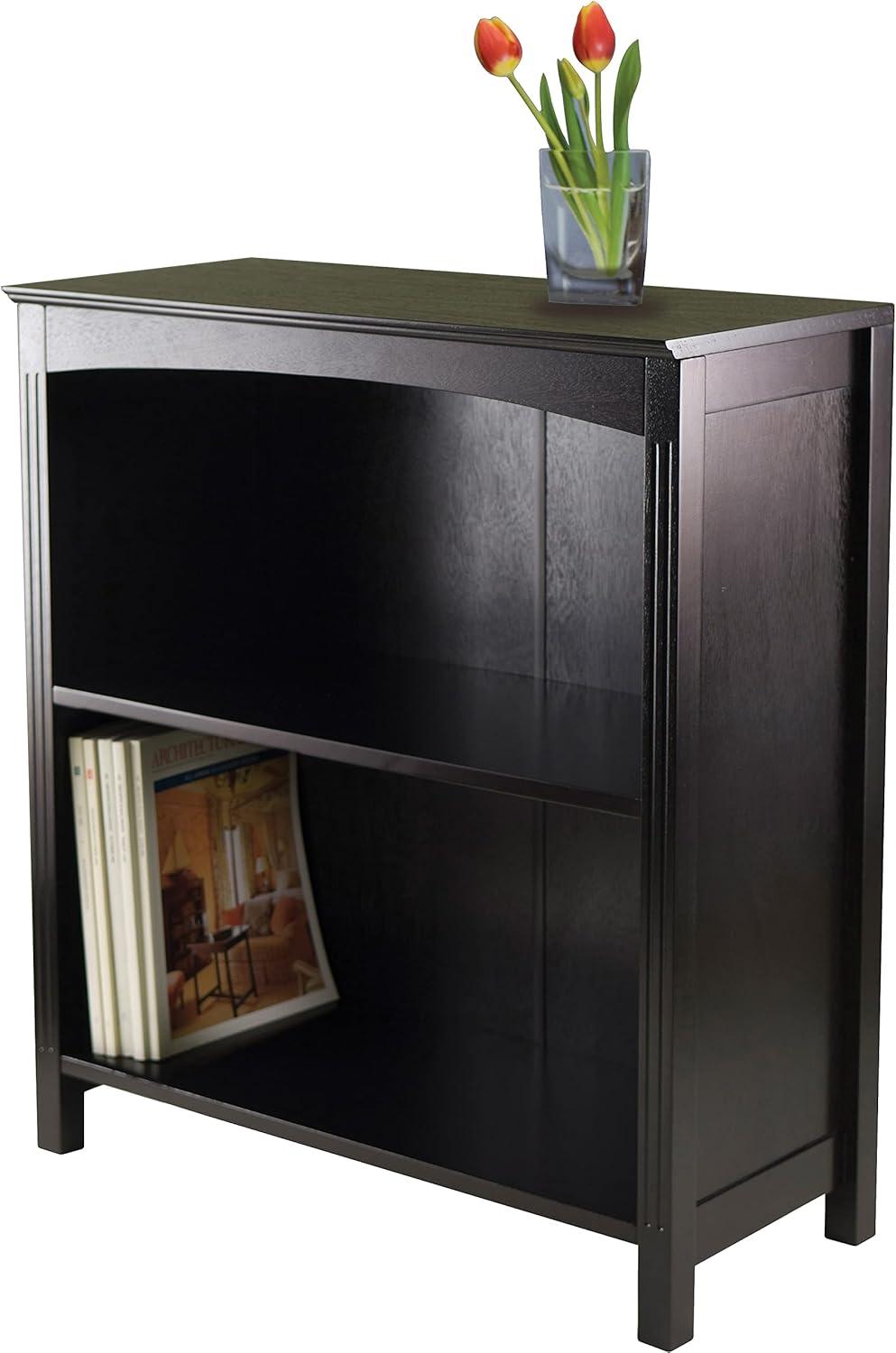 30" x 25.98" Terrace 3 Tier Bookshelf Espresso Brown - Winsome: Mid-Century Modern Style, Wood Composite, Metal Hardware