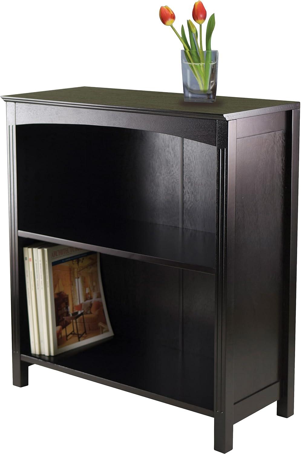 30" x 25.98" Terrace 3 Tier Bookshelf Espresso Brown - Winsome: Mid-Century Modern Style, Wood Composite, Metal Hardware