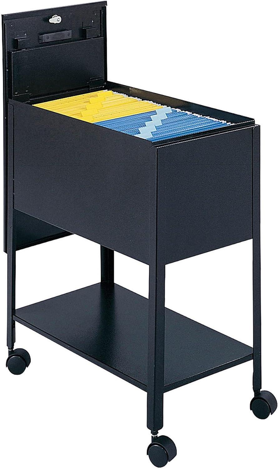 Black Extra Deep Mobile Tub File Cart with Locking Lid