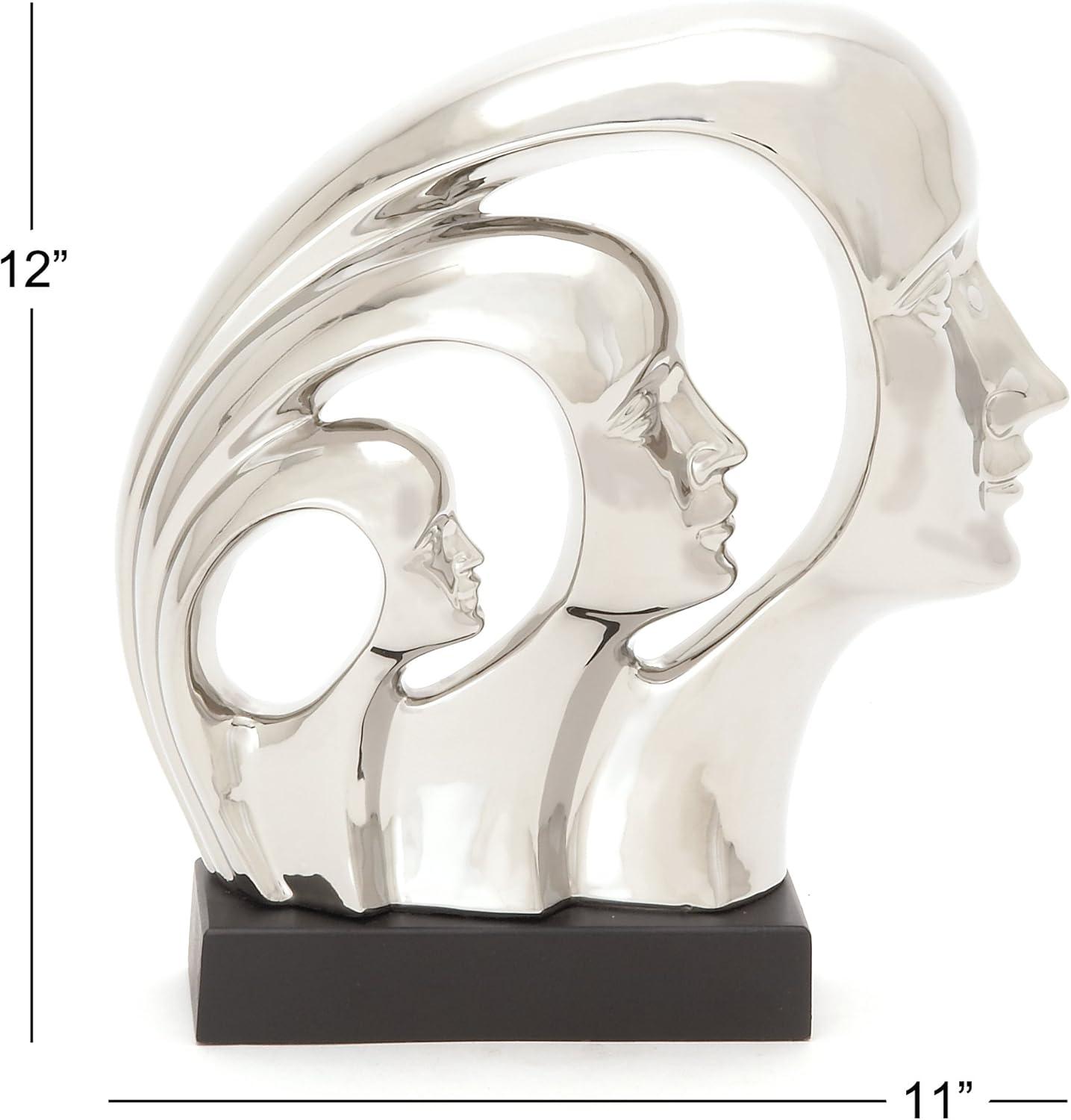 11" x 12" Silver Porcelain Face Sculpture, by DecMode