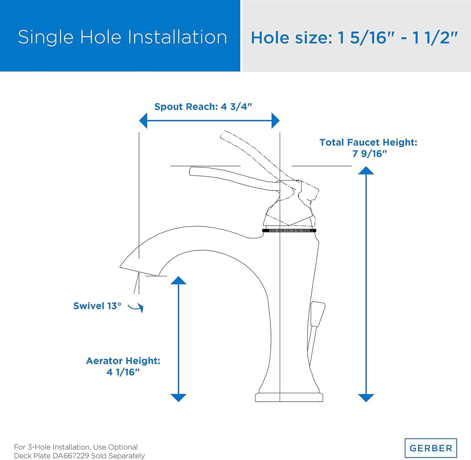 Draper Single Hole Bathroom Faucet with Drain Assembly