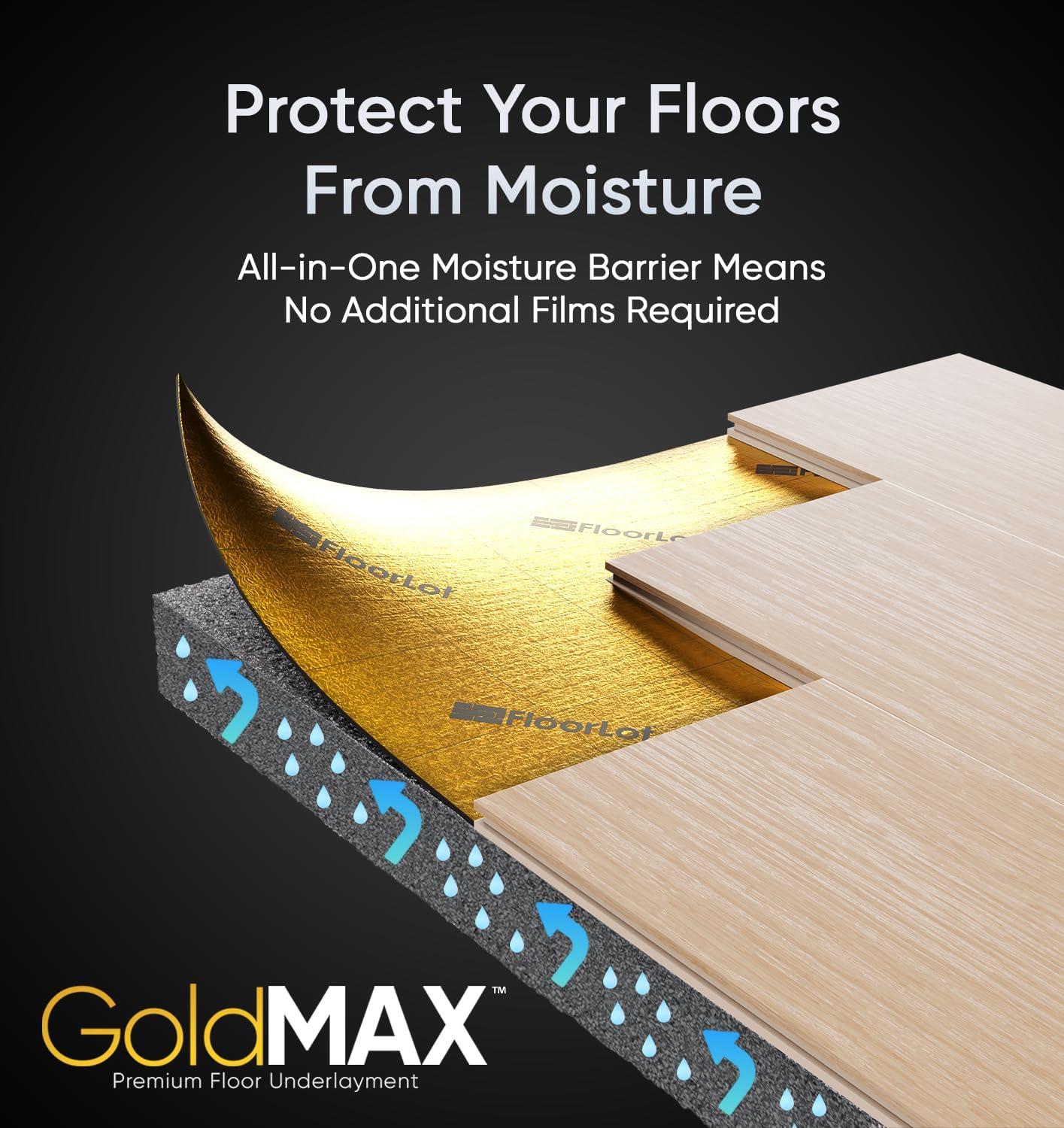 Floorlot Gold Premium Silent Laminate & Wood Flooring Underlayment with Vapor Barrier (200sqft Roll, 3mm Thick)