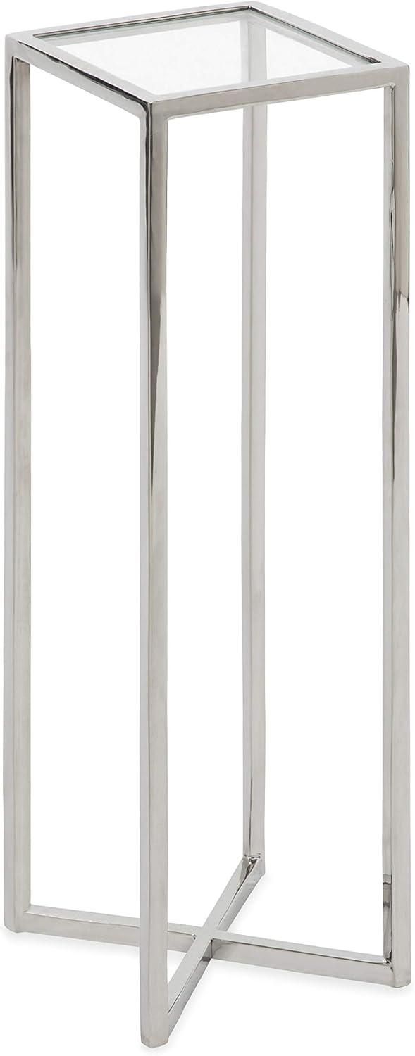 Kate and Laurel Jaspur Square Metal Drink Table, 7x7x21, Silver