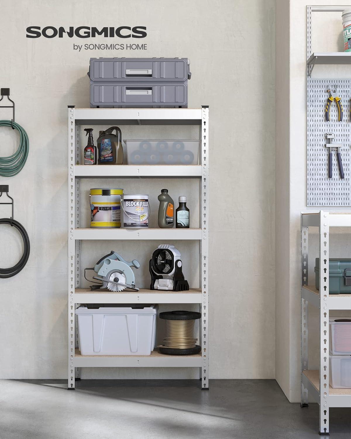 Silver 5-Tier Adjustable Steel Garage Shelving Unit