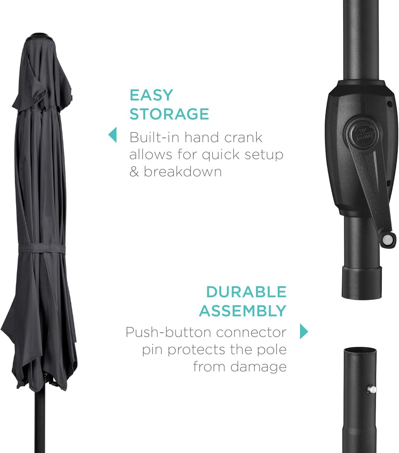 Best Choice Products 7.5ft Heavy-Duty Outdoor Market Patio Umbrella w/ Push Button Tilt, Easy Crank, Gray