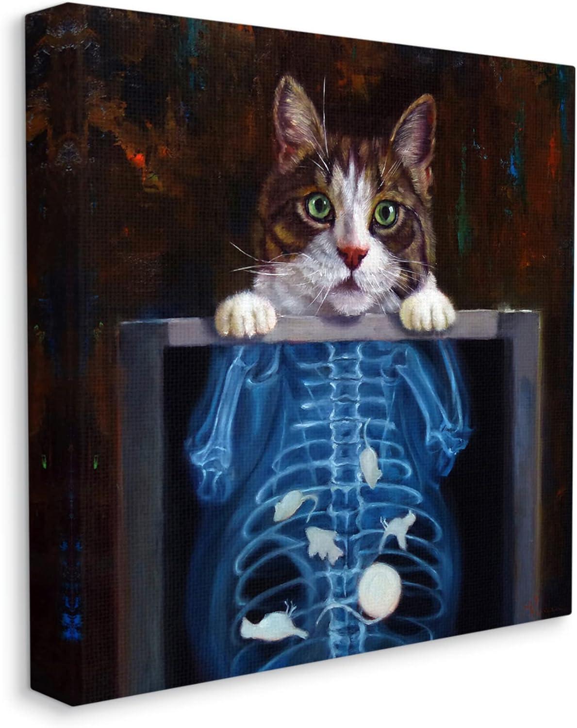 Stupell Industries Funny Cat X-Ray Mice Canvas Wall Art