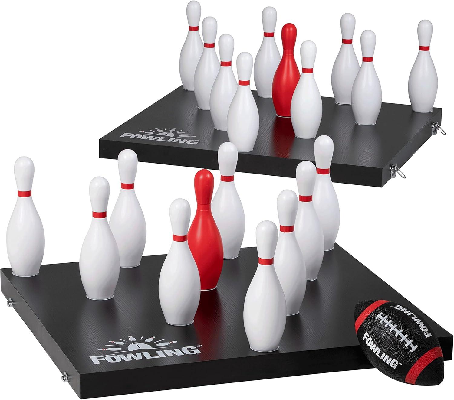 Portable Black and Red Fowling Game Set with Pins and Football