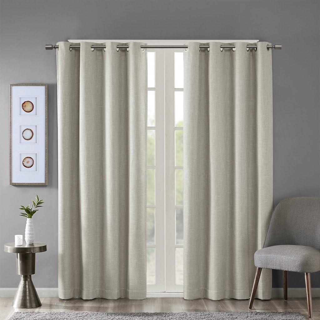 Madison Park Maya Printed Heathered Blackout Grommet Top Single Curtain Panel