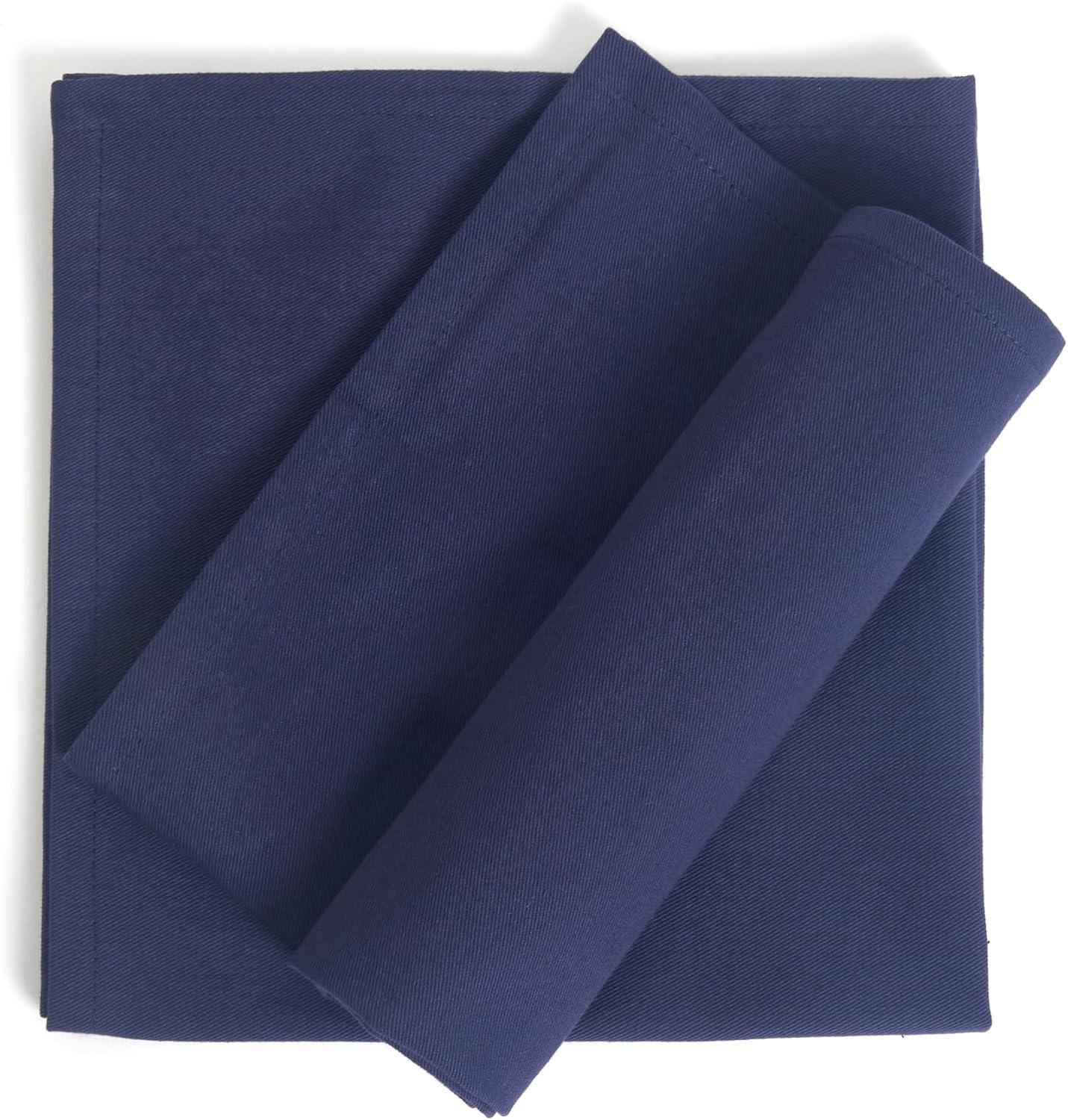 ACCENTHOME Navy Cotton Linen Napkin Set of 12 18x18 inch Dinner Napkins - Washable Soft Premium Hotel Quality Reusable Napkins Perfect Table Napkins for Family Dinners, Weddings