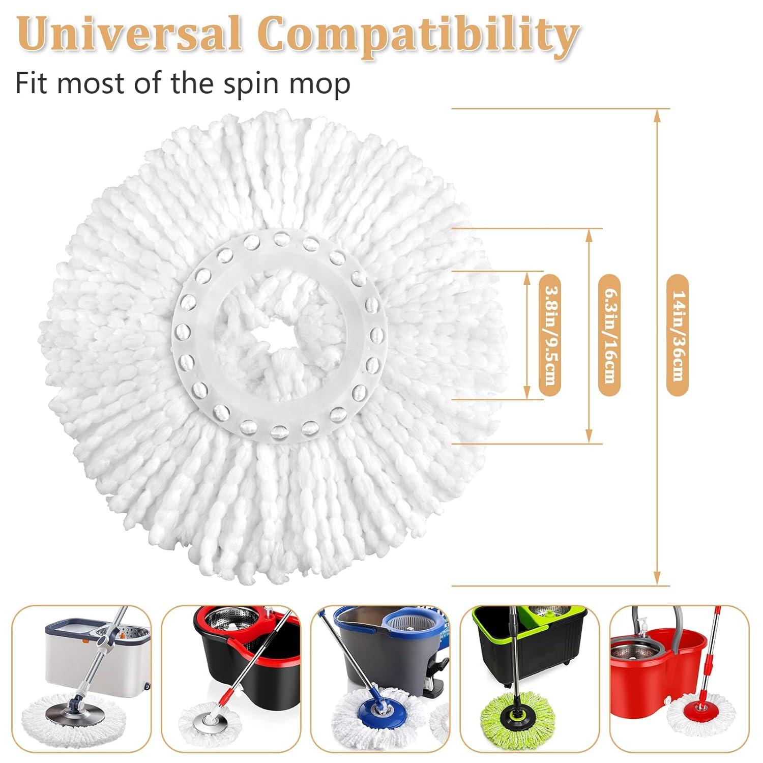 NICEMOVIC 5 Pack Spin Mop Replacement Head for 360° Spin Mop System, Round Shape Standard Universal Size Mop Head, Microfiber Spin Mop Refills Easy Cleaning and Machine Washable