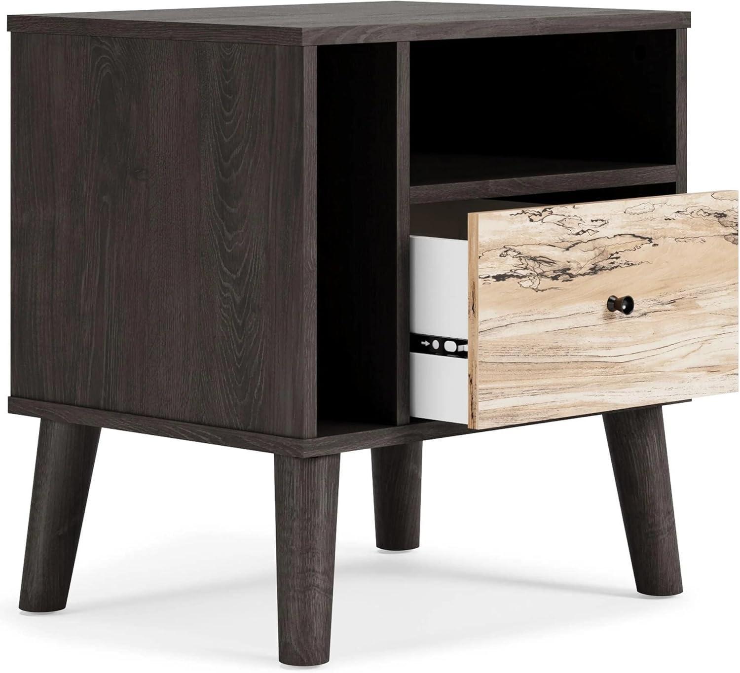 Piperton Nightstand Black/Gray - Signature Design by Ashley: Dual-Tone, Open Shelf, Matte Knobs