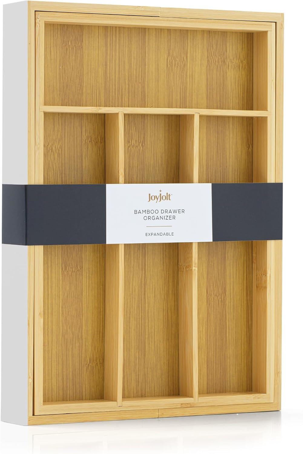 JoyJolt JoyJolt Bamboo Expandable Flatware Drawer Organizer for Kitchen Utensils