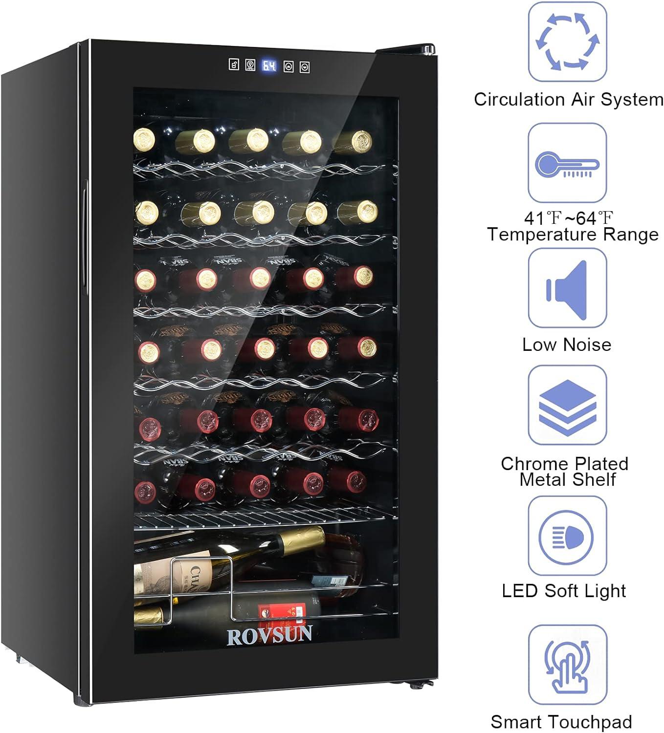 Ktaxon 34 Bottle Compressor Wine Cooler Freestanding Wine Fridge, Fast Cooling, Low Noise