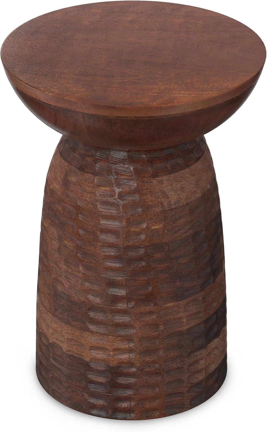 Boyd Warm Dark Brown Solid Wood Round Accent Table