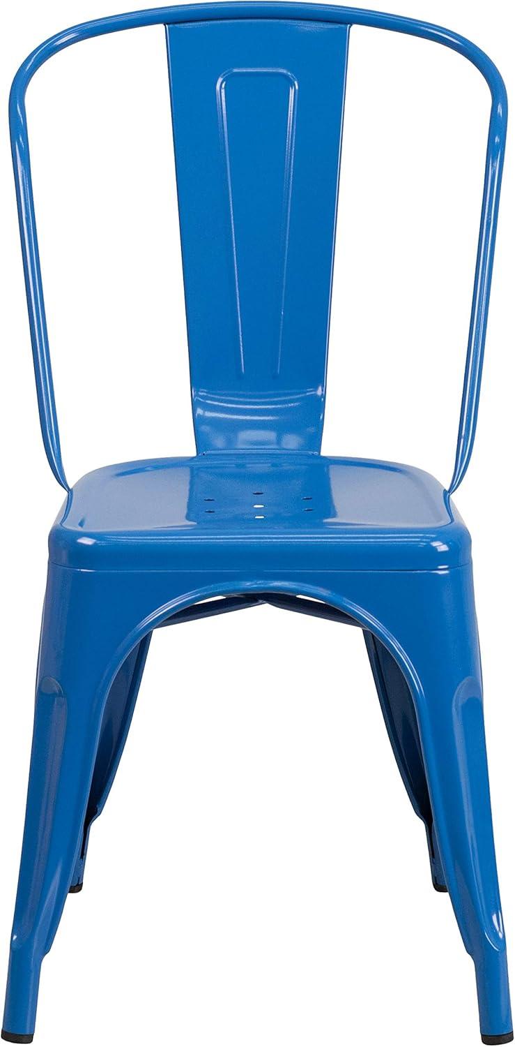 Flash Furniture Hucheson Metal Indoor-Outdoor Stackable Chair - Restaurant Chair - Bistro Chair (Set of 4)