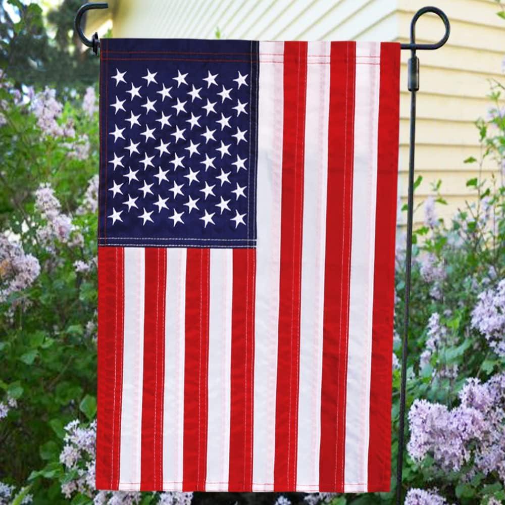 Anley American Garden Flag Embroidered Stars , United States Yard Flags USA Flags - 18 x 12.5 Inch