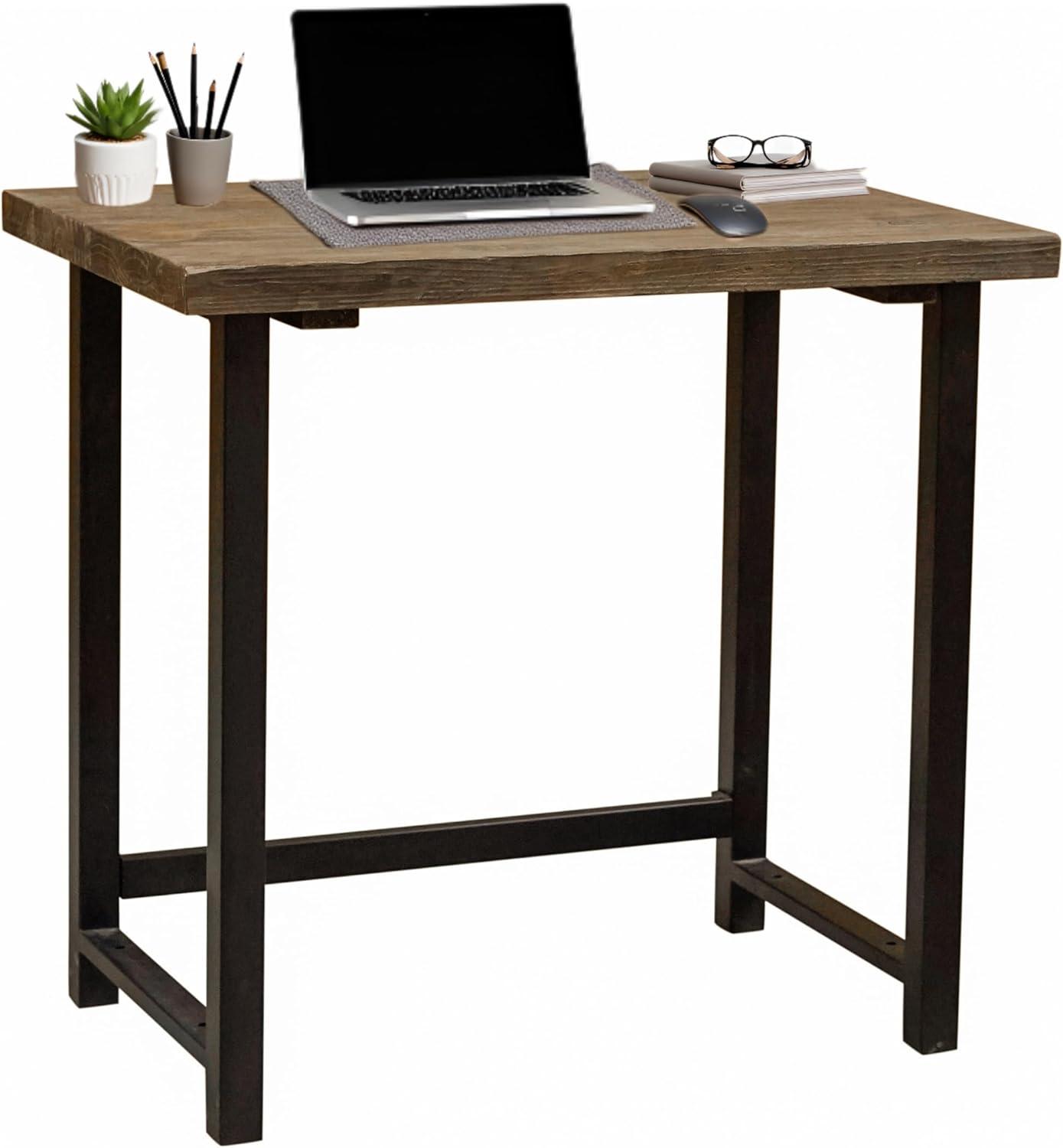 Alaterre Furniture Pomona Writing Desk Metal and Solid Wood Natural : Modern Style, No Storage, Spot Clean, 30" Height