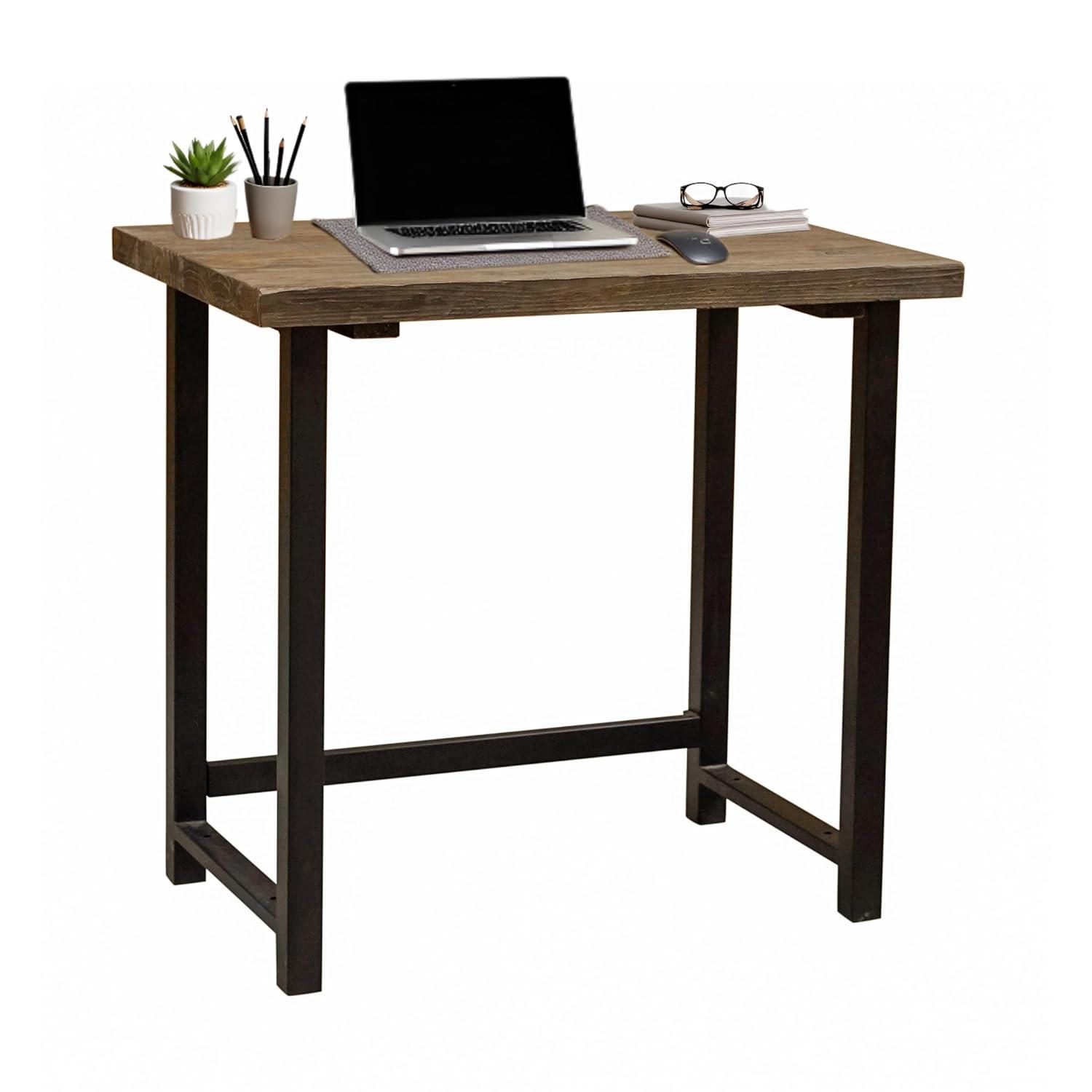 Alaterre Furniture Pomona Writing Desk Metal and Solid Wood Natural : Modern Style, No Storage, Spot Clean, 30" Height